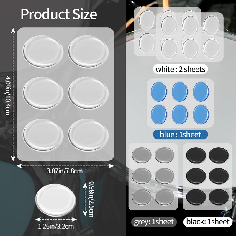 Dirvcp 30 Pcs Professional Drum Silencer Pads - Gel-Based Sound Dampeners for Cymbals Drums and Percussion Instruments - Image 2